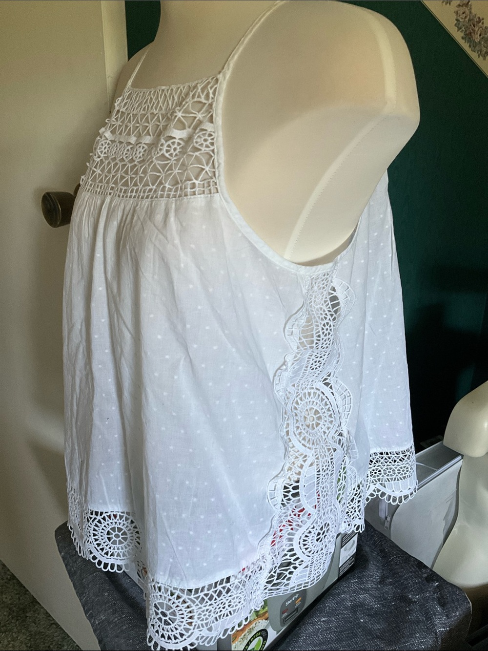 GAP White Crochet Trim Halter Tank